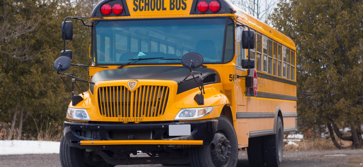 A photograph of a school bus