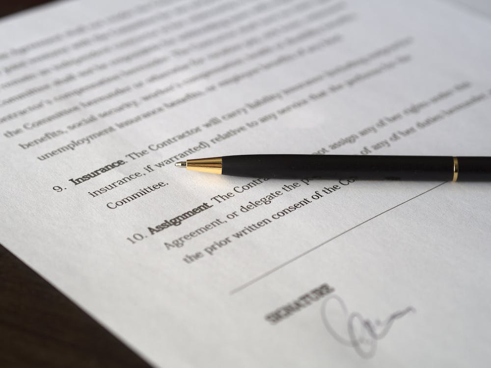 A pen on a document